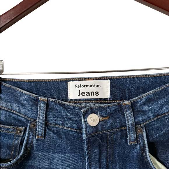 REFORMATION Liza Ultra High Rise Straight Jamaica Denim Jeans - Picture 7 of 11